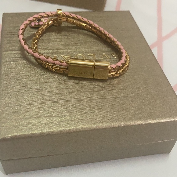 Bvlgari Snake Head Charm Metal Calfskin Bracelet Size 14.5cm - Picture 6 of 11